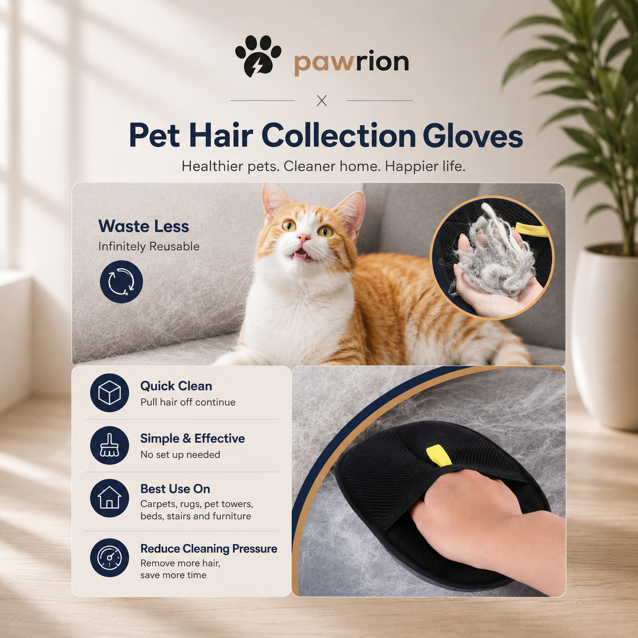 Pet Hair Cleaning Gloves