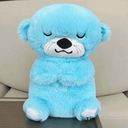 Front view of a blue Calming Otter dog toy, designed to soothe and ease dog separation anxiety with comforting features.