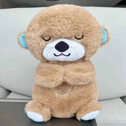 Front view of a brown Calming Otter dog toy, designed to help soothe and relieve dog separation anxiety with calming features.