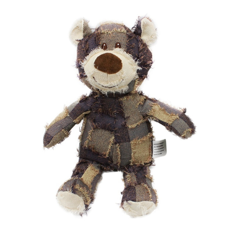 Front view of the brown Toughy Bear plush toy on a white background, highlighting its soft texture and friendly cute bear design.